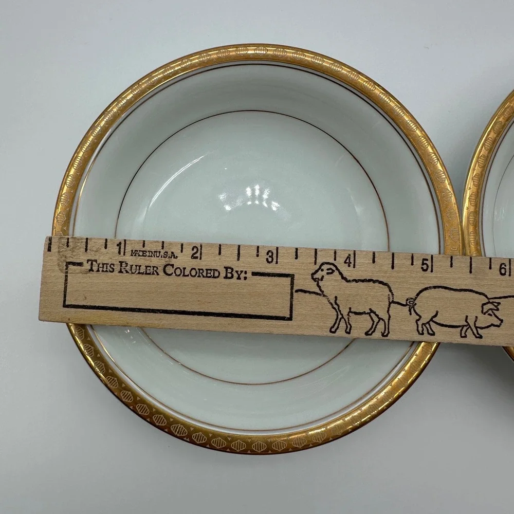 Noritake Richmond 6124 Fruit Bowls Gold Encrusted Rim White China Japan Set of 2